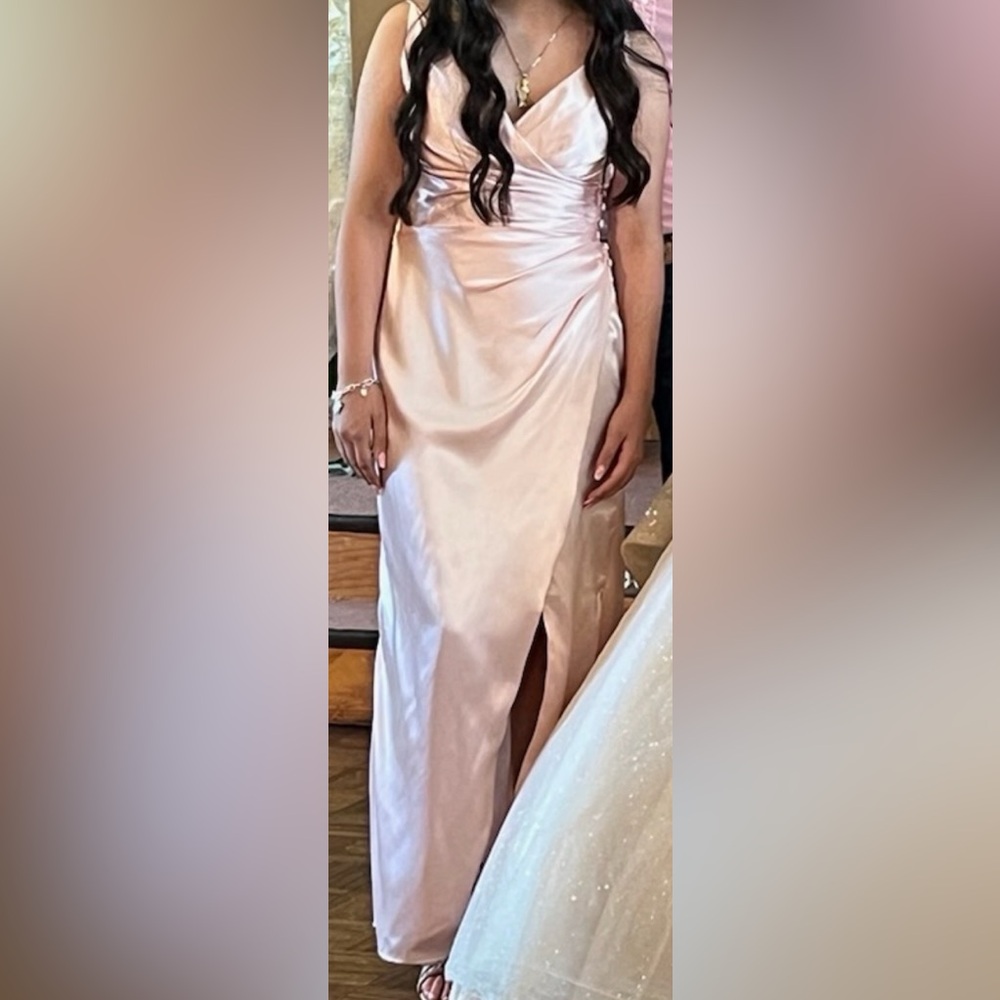 A baby pink petite long dress!